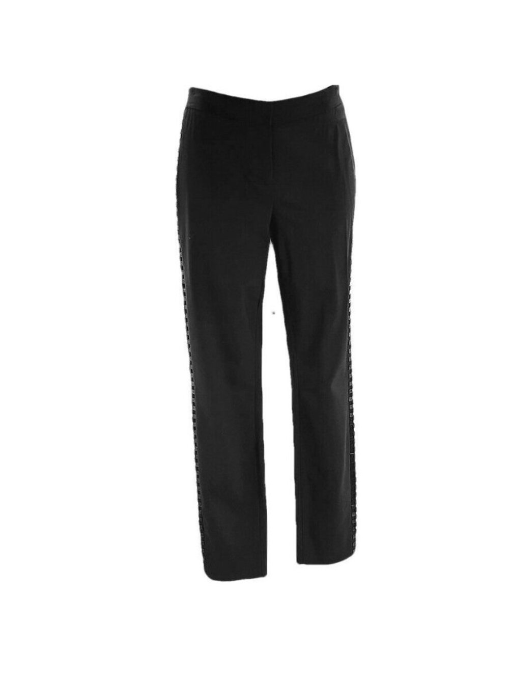 Diane von Furstenberg Women's Black Straight-Leg Trousers With Textured Side Tri